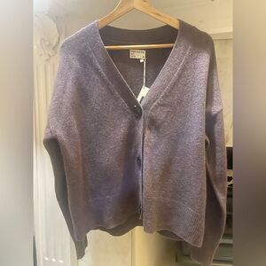 NWT Frank & Oak Yak/Merino Wool Lavender Mixed V-Neck Button Cardigan